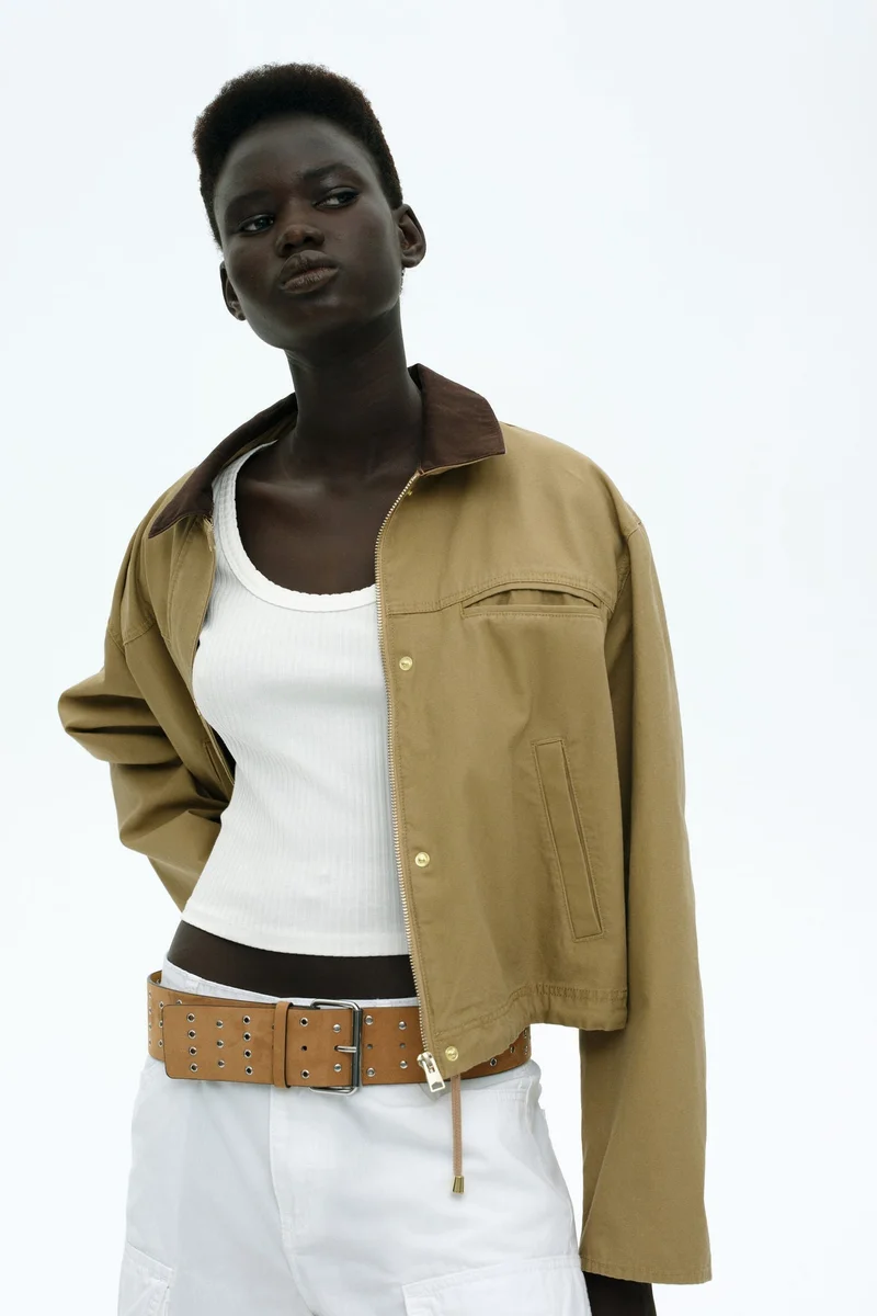 H&M Picot-trimmed ribbed T-shirt