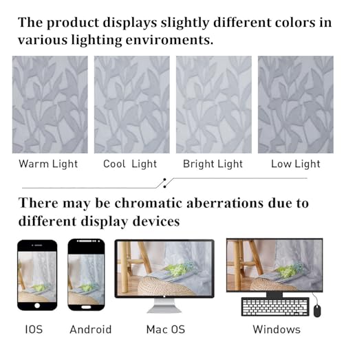 Lecloud Leia Sheer Light Grey Window Curtains for Kitchen 14 Inch Length 2 PCS, Dual Rod Pockets Window Living Room Curtain Valance, Jacquard Clip Textured Leaf Short Bedroom Drapes, 40 W x 14 L - Image 5