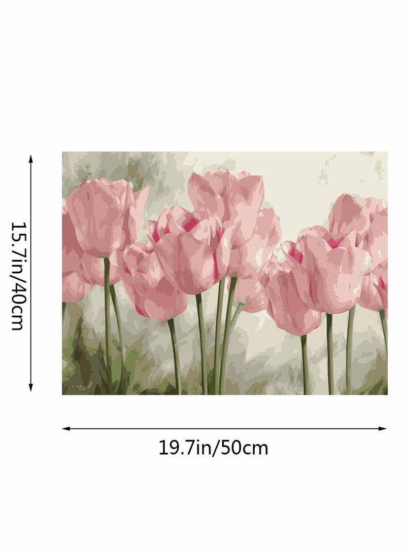 DIY Paint by Numbers Kit Pink Tulips for Adults and Kids Perfect for Home Wall Decoration  - Image 5