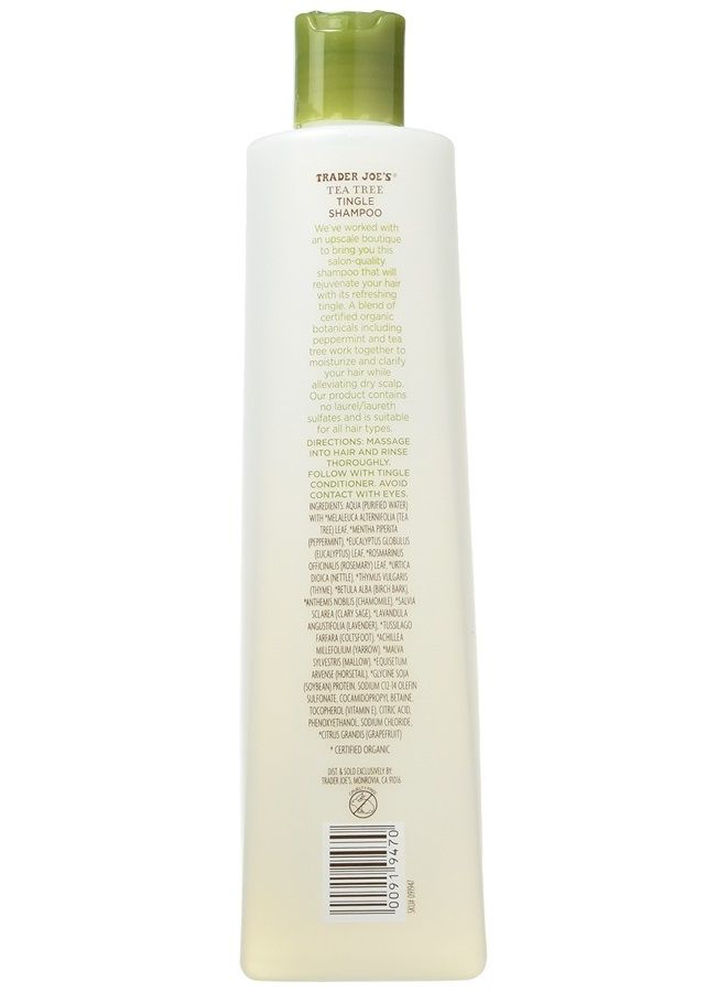 TJ's Trader Joe's Tea Tree Tingle Shampoo with Peppermint, Tea Tree and Eucalyptus Botanicals, 16-Ounces - Image 2