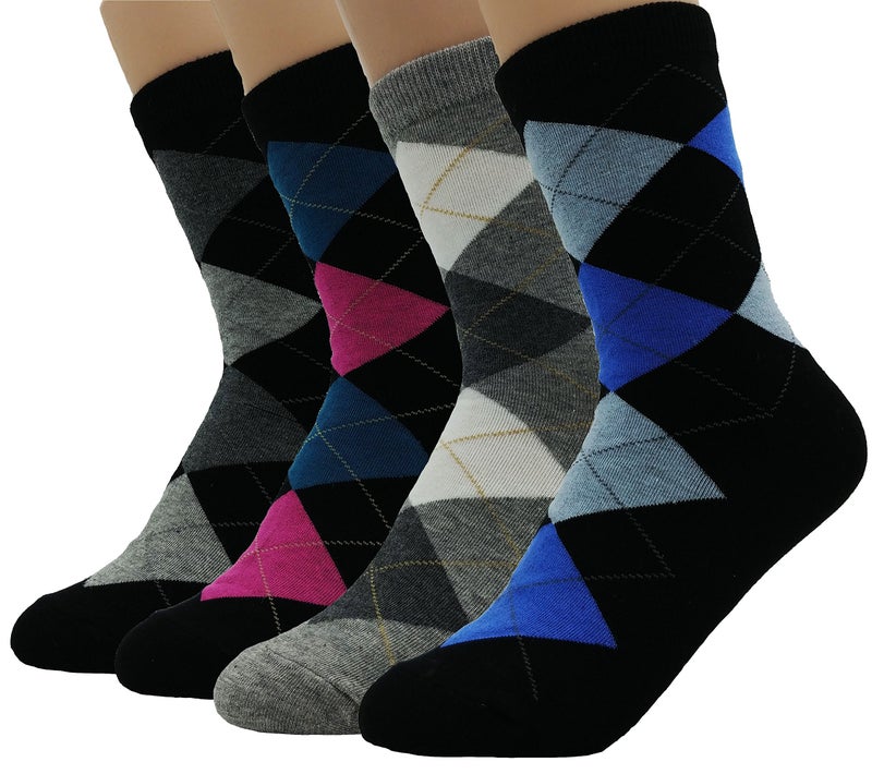 JJMax Women's Everyday Basic Cotton Blend Argyle Comfort Socks - Image 1