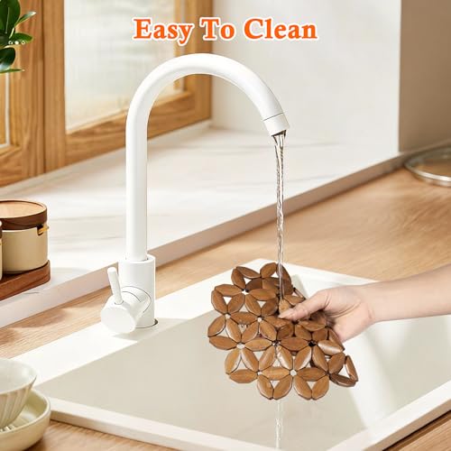 Dovesail 9 Pack Bamboo Trivet Mat for Hot Dishes, 6.5/8.3/10 Inch Heat Resistant Hot Pads Trivets, Hot Pad to Protect Your Table and Countertop, Hot Tea Pot Coaster for Coffee Pot - Image 4
