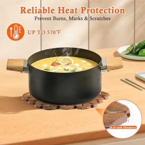 Dovesail 9 Pack Bamboo Trivet Mat for Hot Dishes, 6.5/8.3/10 Inch Heat Resistant Hot Pads Trivets, Hot Pad to Protect Your Table and Countertop, Hot Tea Pot Coaster for Coffee Pot - Image 2