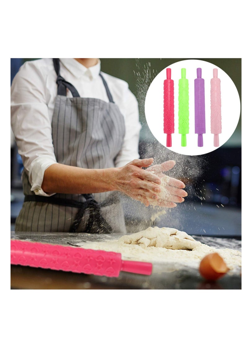 Excefore - Colourful Cake Decorating Embossed Rolling Pins, 4 Pcs Dough Decorating Roller for Pastry, Textured Non-Stick Designs and Patterned,  for Fondant, Pie Crust, Cookie, Pastry, Dough - Image 1