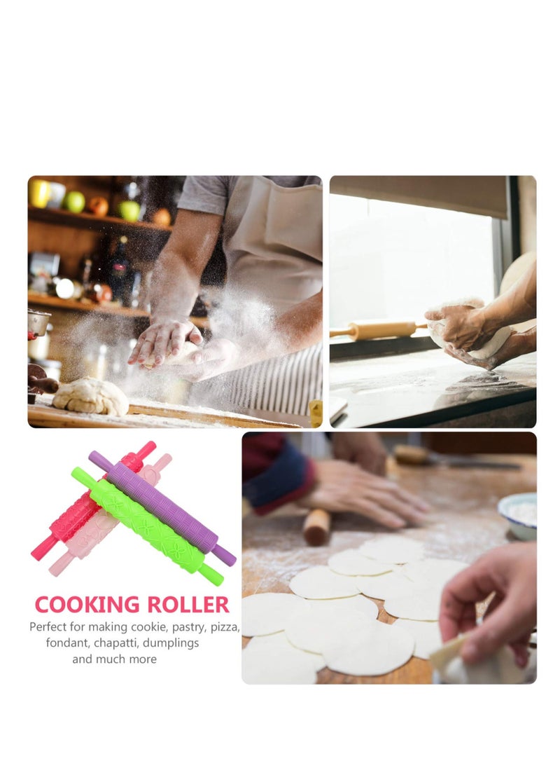Excefore - Colourful Cake Decorating Embossed Rolling Pins, 4 Pcs Dough Decorating Roller for Pastry, Textured Non-Stick Designs and Patterned,  for Fondant, Pie Crust, Cookie, Pastry, Dough - Image 1
