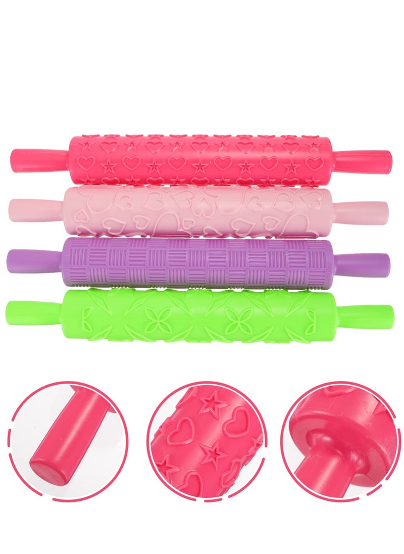 Excefore - Colourful Cake Decorating Embossed Rolling Pins, 4 Pcs Dough Decorating Roller for Pastry, Textured Non-Stick Designs and Patterned,  for Fondant, Pie Crust, Cookie, Pastry, Dough - Image 1