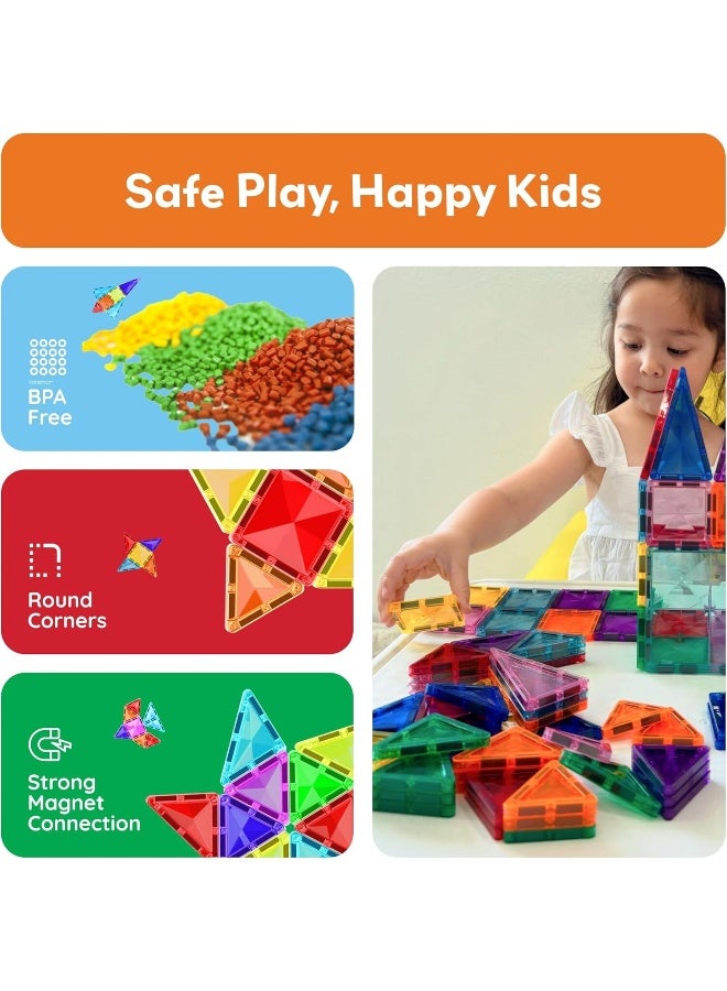 PicassoTiles بلاط بيكاسو المغناطيسي ميني الماس مع 2 شخصية + شاحنة سيارة 120 قطعة | بلاط مغناطيسي | كتل بناء | مجموعة ألعاب تعليمية | مجموعة بناء لتطوير عقل الطفل - Image 5