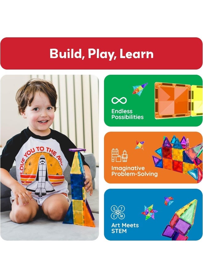 PicassoTiles بلاط بيكاسو المغناطيسي ميني الماس مع 2 شخصية + شاحنة سيارة 120 قطعة | بلاط مغناطيسي | كتل بناء | مجموعة ألعاب تعليمية | مجموعة بناء لتطوير عقل الطفل - Image 4
