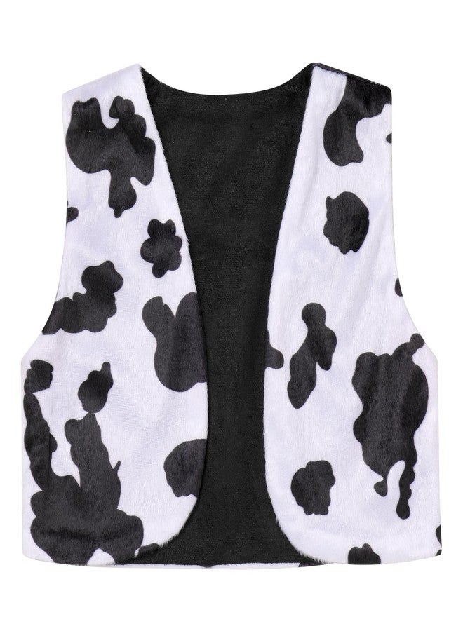 OBEEII زي رعاة البقر للأطفال الرضع الأولاد مع سترة فرو صناعي + بنطال + رباط رأس زي رعاة البقر للفتيات الصغيرات لعيد الهالوين ملابسي الأولى لعيد الهالوين لحفلة عيد الميلاد الأبيض والأسود 12-18 شهرًا - Image 2