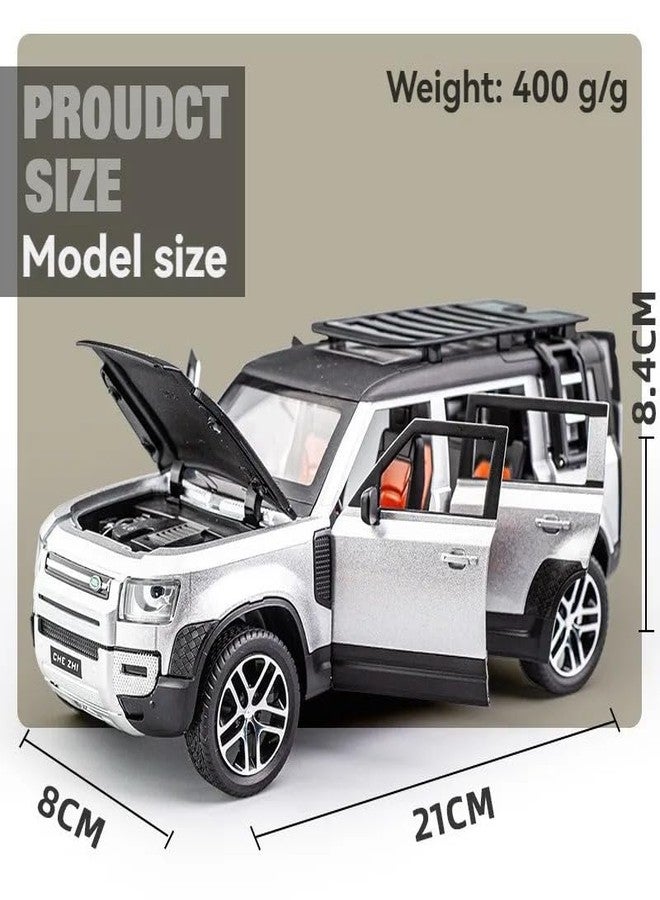 FEXXA 🏎️ Exclusive Alloy Metal Pull Back Die-cast Car Model with Sound Light Mini Auto Toy for Kids Metal Model Toy Car with Sound and Light (1.24 Scale Land Rover Defender-Silver) - Image 3