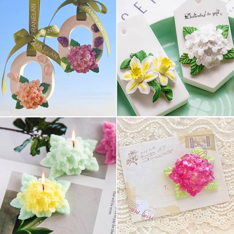 Skytail 2 Pack Silicone Flower Candle Molds 3D Lily Lilac Flowers for Candle Making wax Waxmelts Aromatherapy Scented Home Decor Candles Resin Casting Soy Wax Handmade Soap Crafts Fondant Cake Decoration - Image 4