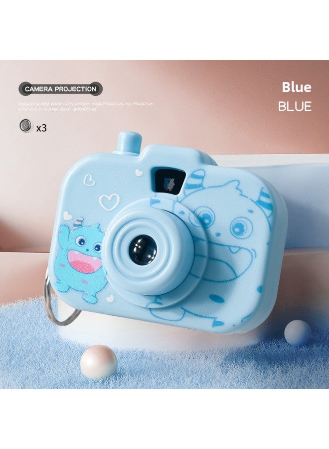 Creative Monster Three-eyed Monster Simulation Projection Camera Toy Keychain Children Girl Schoolbag Cartoon Small Pendant-Color:RYB034 Little Monster Camera Blue  - Image 1