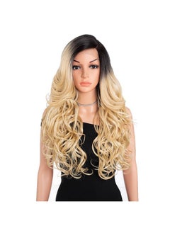 جويدر هير باروكة شعر صناعية من JOEDIR HAIR بجزء أمامي من الدانتيل مع غرة جانبية للنساء، 24 بوصة، أشقر أومبري، شعر مستعار طويل مجعد ومموج للحفلات اليومية (اللون: TT4/8613)  - Image 1