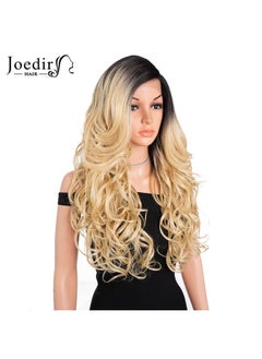 جويدر هير باروكة شعر صناعية من JOEDIR HAIR بجزء أمامي من الدانتيل مع غرة جانبية للنساء، 24 بوصة، أشقر أومبري، شعر مستعار طويل مجعد ومموج للحفلات اليومية (اللون: TT4/8613)  - Image 2