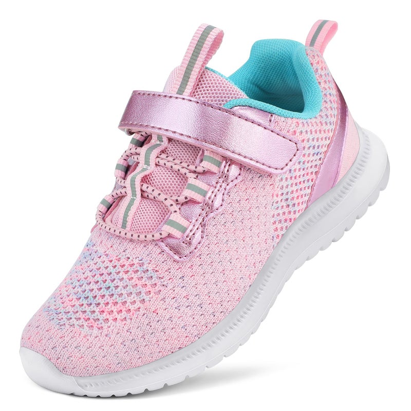 RUNSIDE Kids Shoes, Boys Girls Sneakers Lightweight Athletic Walking/Running Tennis Shoes, Size 12 Little Kid, Pink - Image 1