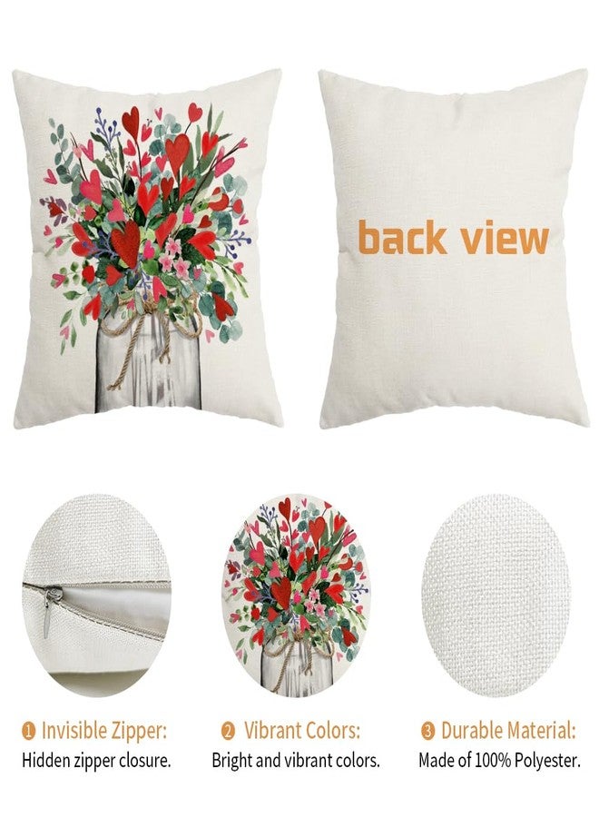 AACORS Valentine's Day Pillow Cover 18X18 Inch Vase Heart Floral Decor Holiday Farmhouse Pillow Case Gifts Decoration for Home Sofa Couch AA300-18 - Image 5