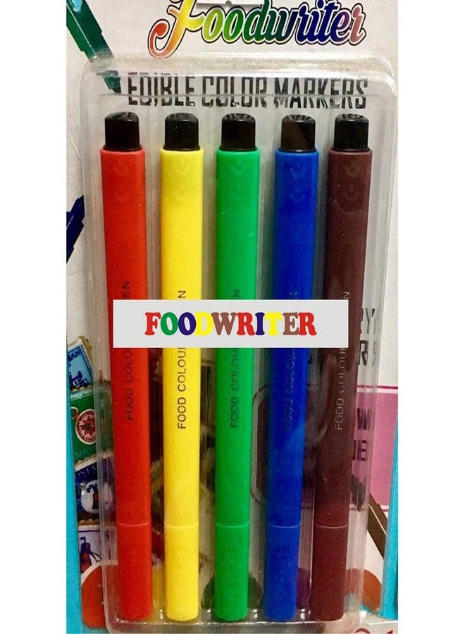 NF Noble Foods Food Writer Cake Decorating Markers Pens, Assorted Colors, Set of 5 Pcs - Image 1