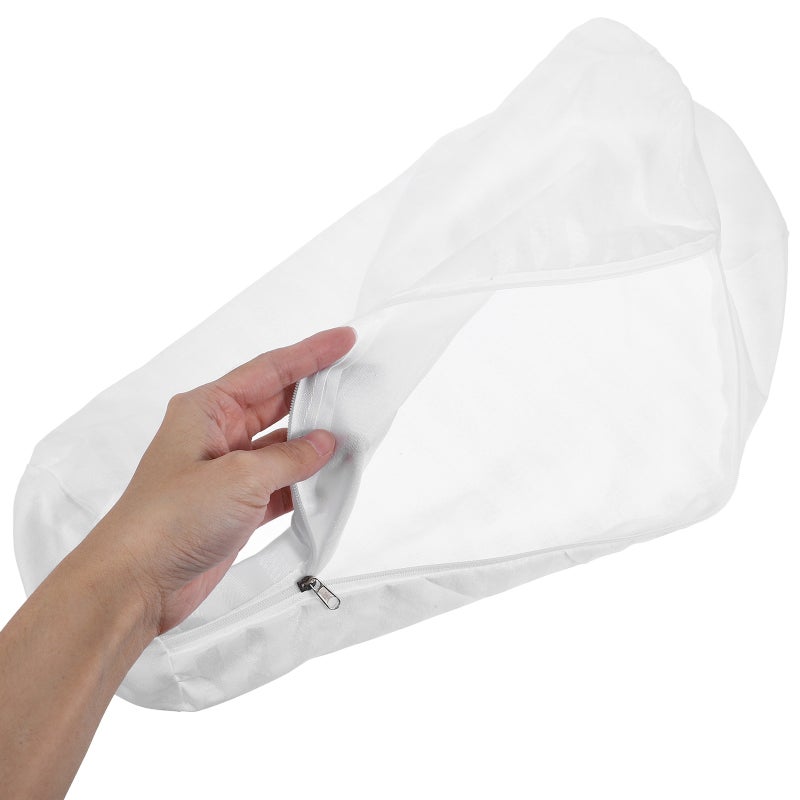 2Pcs White Cylinder Pillow Covers Soft Zippered Round Neck Pillow Case for Sofa and Home - Image 3