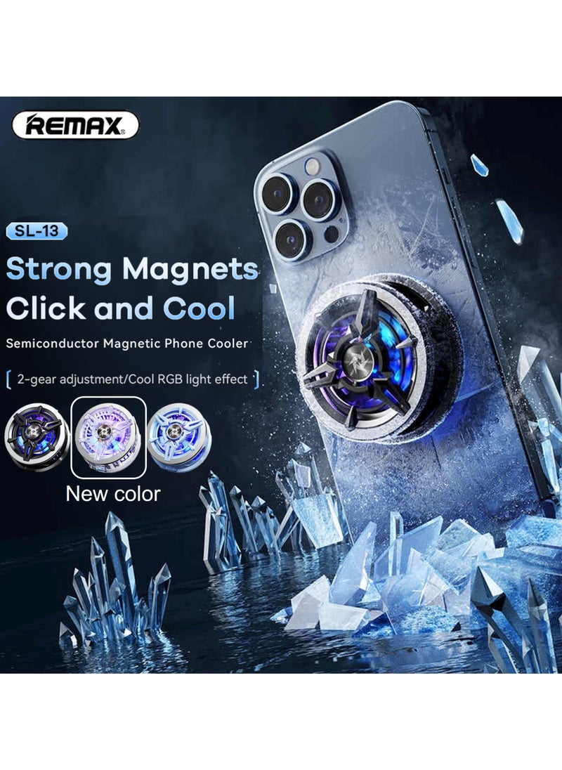 REMAX SL-13 Semiconductor Magnetic Phone Cooler for Phone or Tablet, Mobile Gaming, Streaming, Movies, Tiktok, etc. Fast Cooling, RGB Colorful Lighting, Low Noise, Type C, Transparent  - Image 1