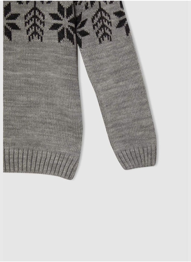 DeFacto Long Sleeve Snow Print Knitted Jumper  - Image 3