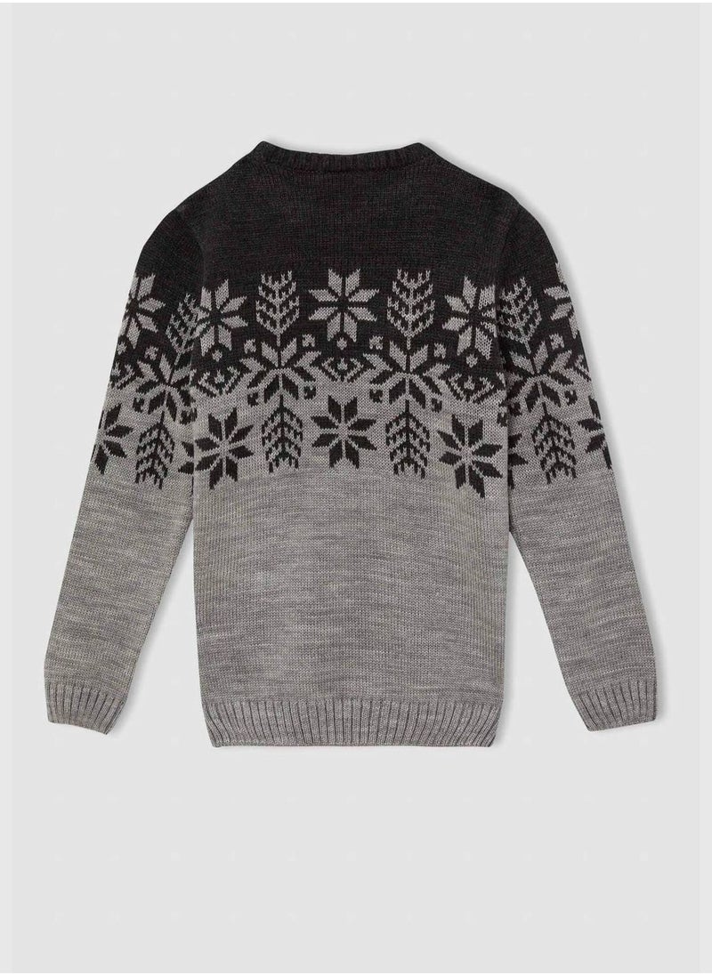 DeFacto Long Sleeve Snow Print Knitted Jumper  - Image 4