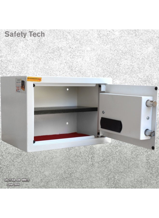 Safety Tech GN25 EIA Digital Safe – Large Size with Dual Emergency Keys & Digital Lock – 25×35×25 cm – 3-Year Warranty- White
