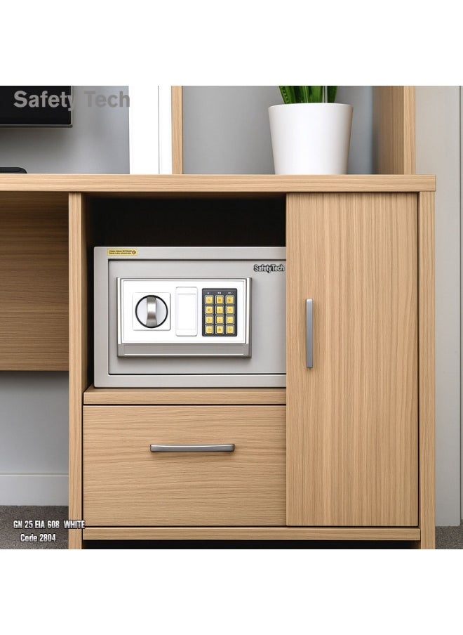 Safety Tech GN25 EIA Digital Safe – Large Size with Dual Emergency Keys & Digital Lock – 25×35×25 cm – 3-Year Warranty- White