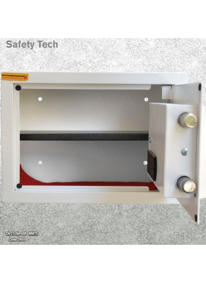 Safety Tech GN25 EIA Digital Safe – Large Size with Dual Emergency Keys & Digital Lock – 25×35×25 cm – 3-Year Warranty- White