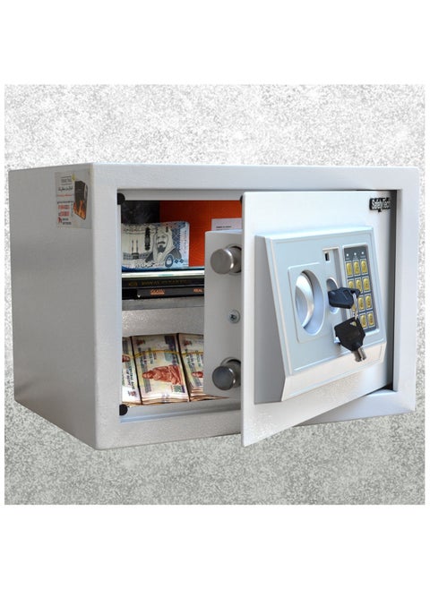 Safety Tech GN25 EIA Digital Safe – Large Size with Dual Emergency Keys & Digital Lock – 25×35×25 cm – 3-Year Warranty- White