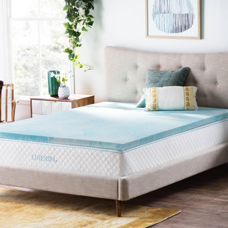 LINENSPA 2 Inch Gel Swirl Memory Foam Mattress Topper  Cooling Gel Infused  Pressure Relieving  CertiPUR Certified  King