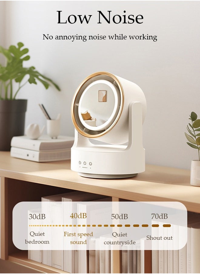 DUNISO Multifunction Table Fan With mirror, Rechargeable Battery Operated Fan with LED Light,135° Rotation Desk Fan, with 5 Speed for Home, Office, Travel, Camping, Outdoor, Indoor Fan  - Image 2