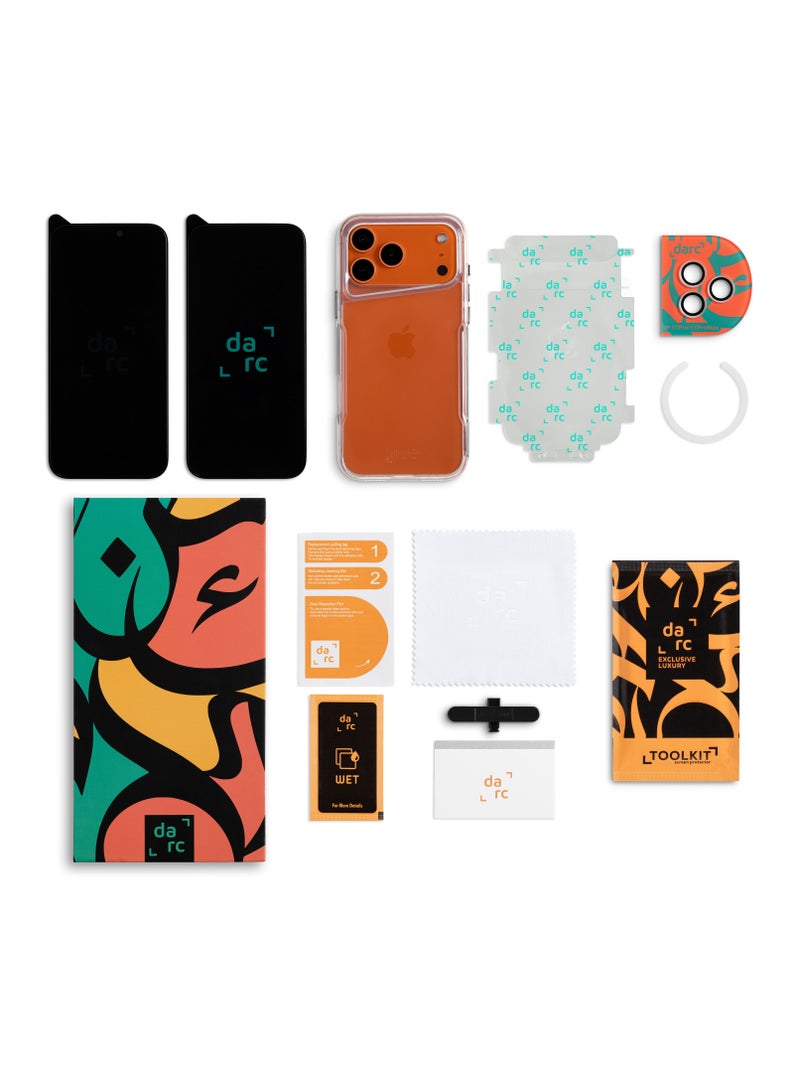 darc Complete 5 in 1 iPhone 17 Pro Protection Package Case Screen Protector Against Breakage Lens Protectors and Thermal Back Protector - Image 4