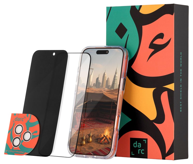 darc Complete 5 in 1 iPhone 17 Pro Protection Package Case Screen Protector Against Breakage Lens Protectors and Thermal Back Protector - Image 1