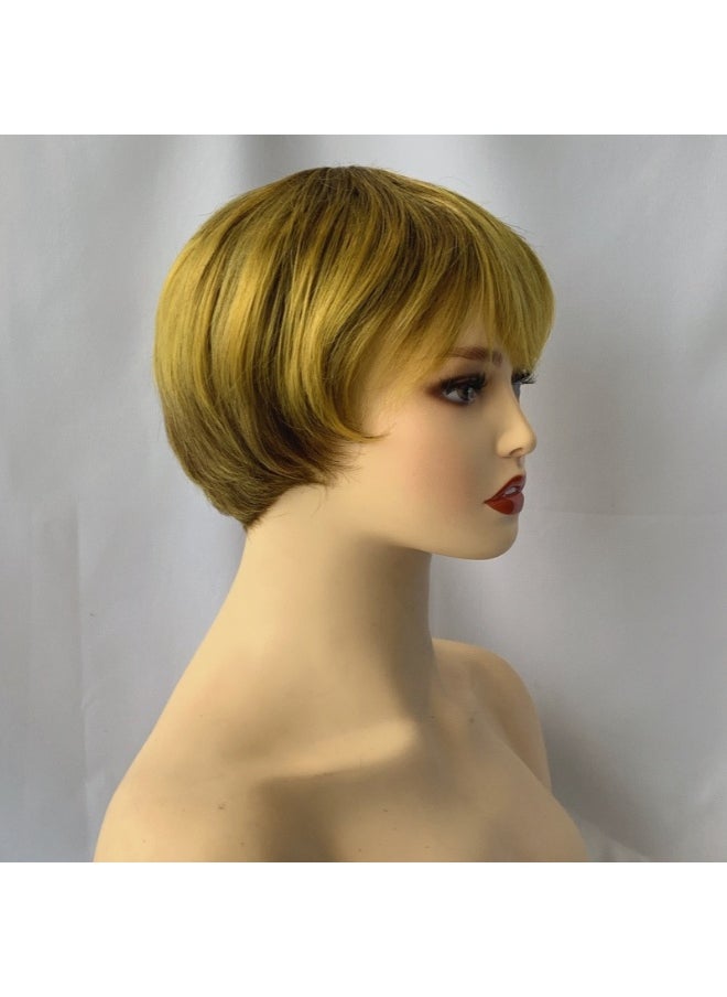 Golden Short Hair Wig - Stylish Side Bangs Design - pzsku/Z35F7ABE06582F5A57DA4Z/45/1741423560/fe7bf7b4-9dfb-44a6-a4c3-ad12fd192b70