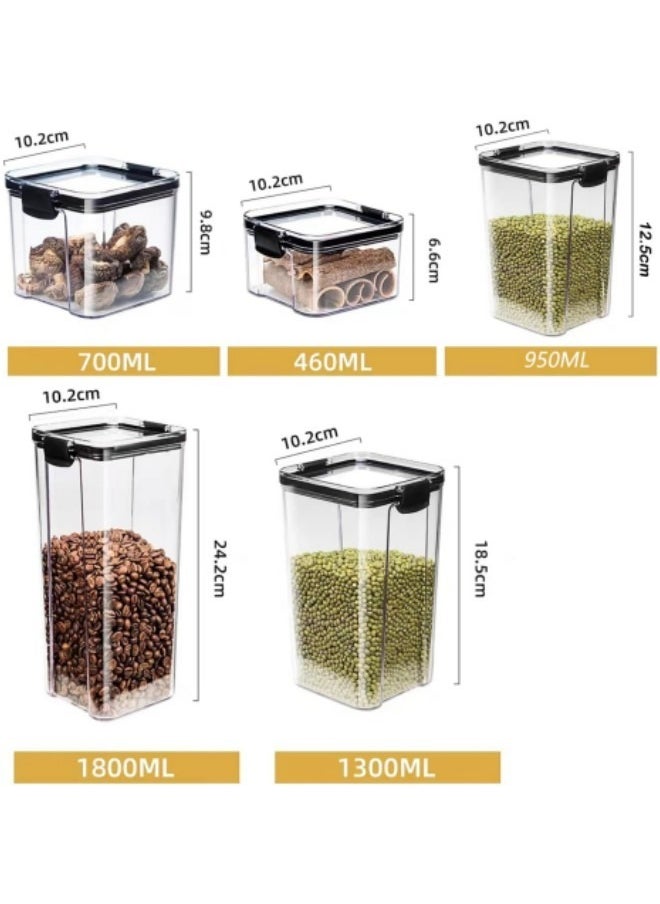 GGEROU - Set of 6 Airtight Food Storage Container with Lock Lids, Cereal & Dry Storage Jars, Kitchen and Pantry Organization Canisters 1300ml - Image 1