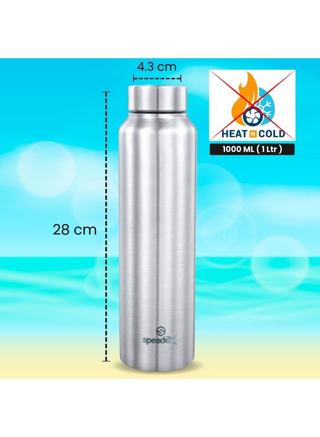 Speedex Stainless Steel Water Bottle 1 Ltr For Kids, Boys, Girls, 1 Litre Bottles for Gym, Sports, Fridge Use, School & Office (Steel Cap - Set of 1, Silver) - Image 3