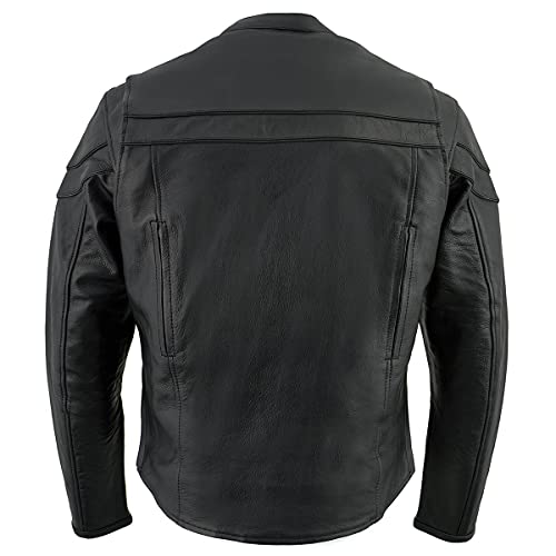 Milwaukee Leather LKM1725 Men's Black Leather Sporty Crossover Scooter Motorcycle Jacket w/Reflective Piping - X-Large - Image 2