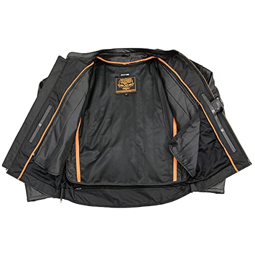 Milwaukee Leather LKM1725 Men's Black Leather Sporty Crossover Scooter Motorcycle Jacket w/Reflective Piping - X-Large - Image 4