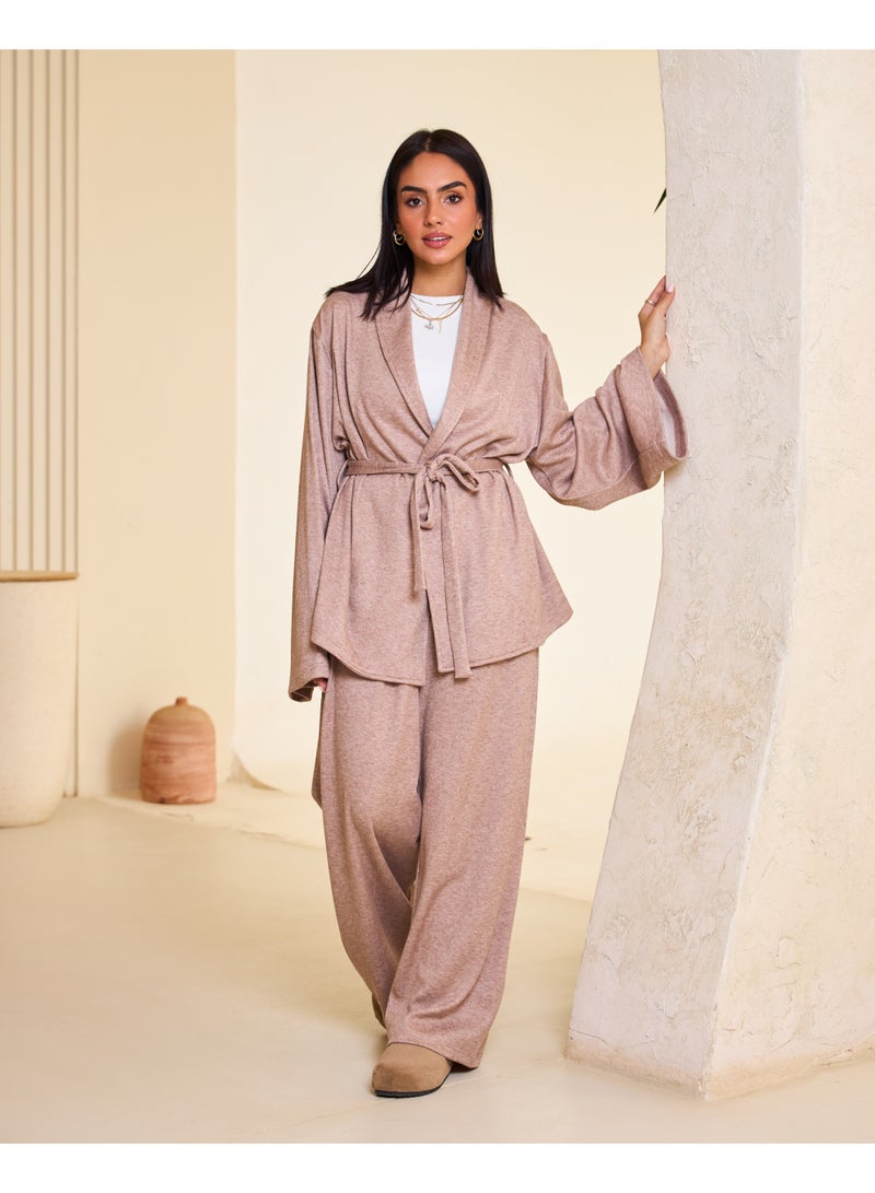 Dresscode Comfy Kimono Set In Beige - Image 1