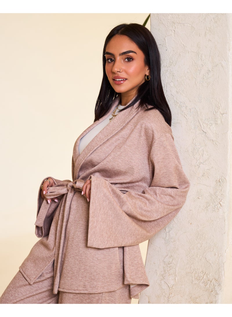 Dresscode Comfy Kimono Set In Beige - Image 2