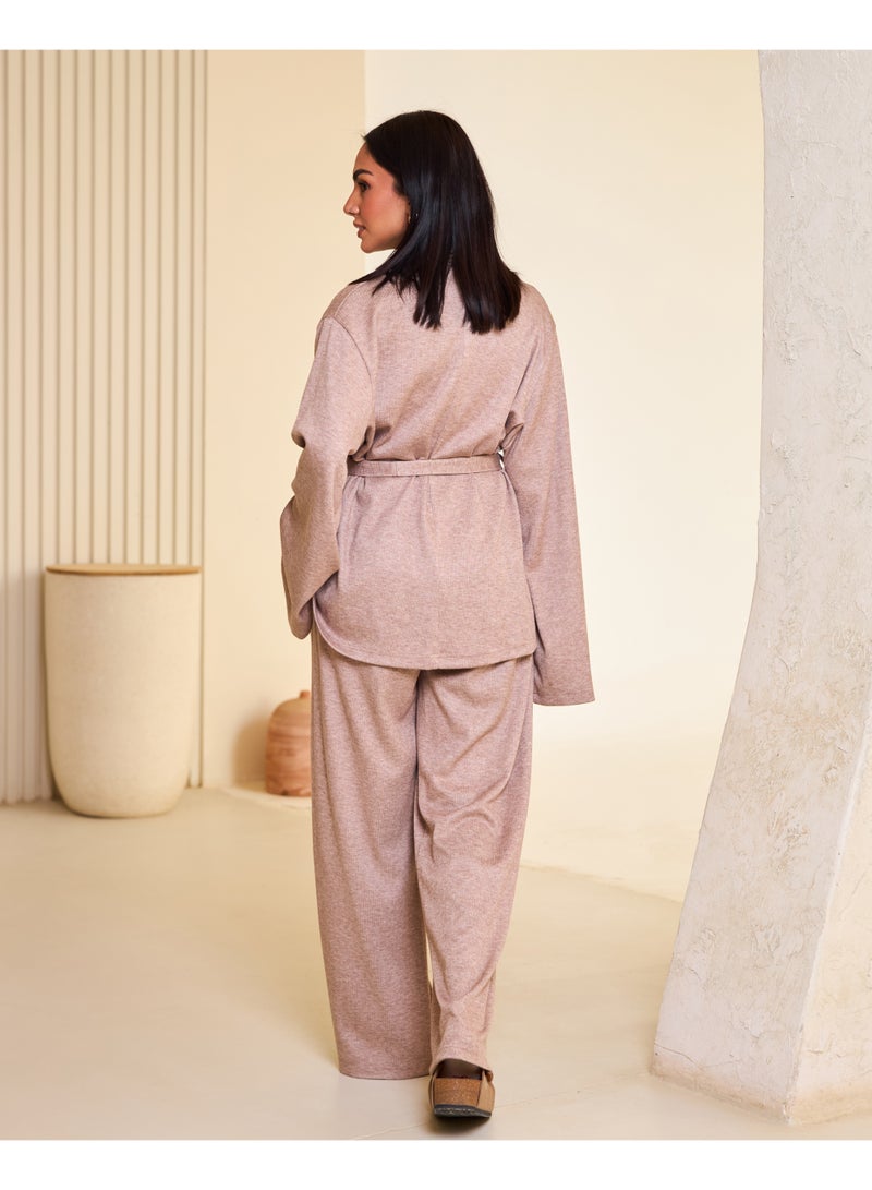 Dresscode Comfy Kimono Set In Beige - Image 3