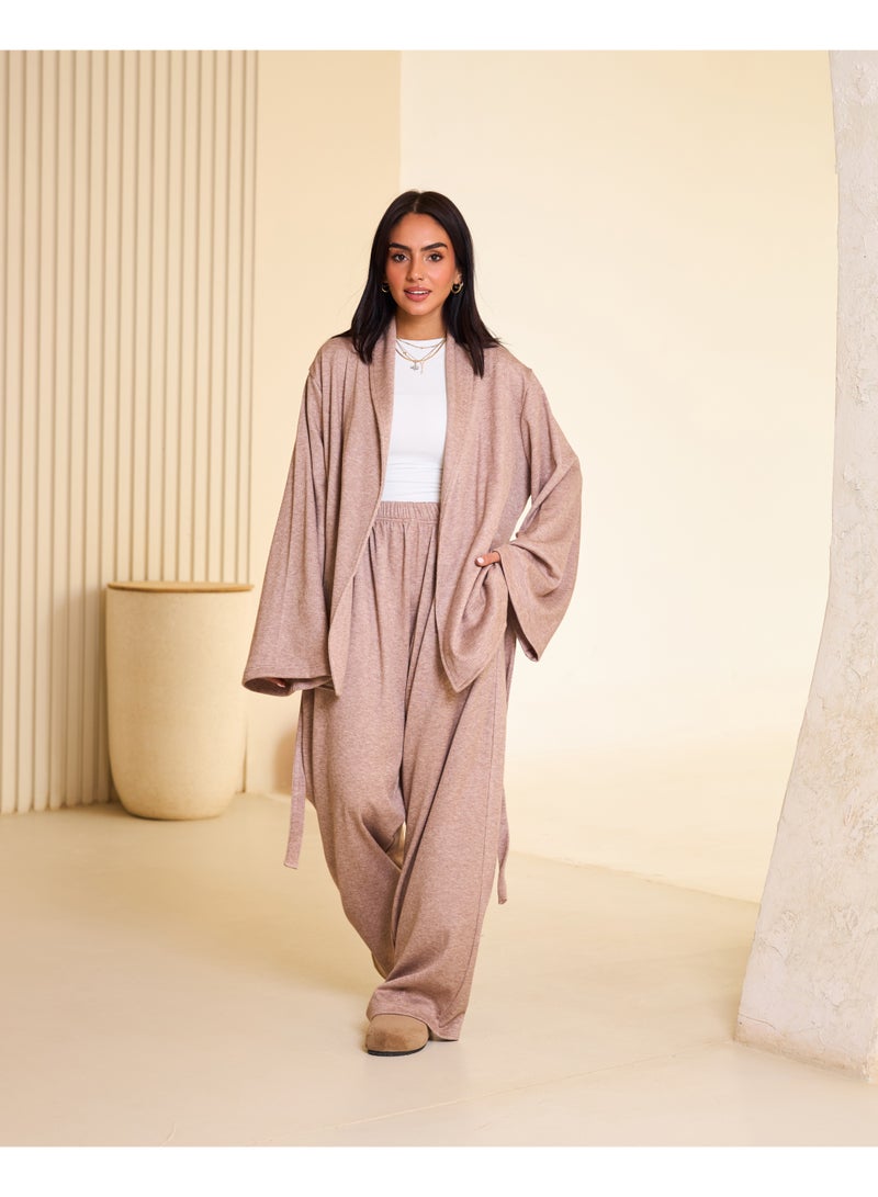 Dresscode Comfy Kimono Set In Beige - Image 4