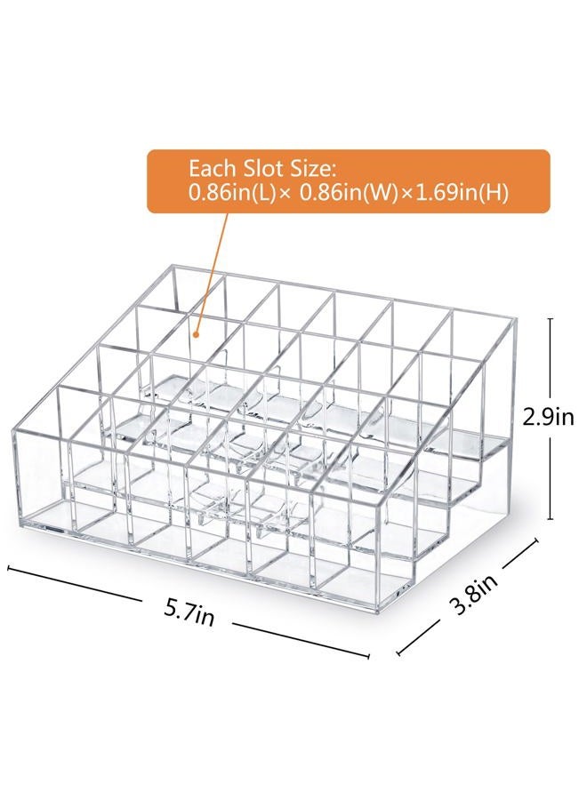 MOSIKER Lipstick Organizer,Small Clear Plastic Compact Lip Gloss Chapstick Perfume Sample Mascara Holder with 24 Slots - Image 2