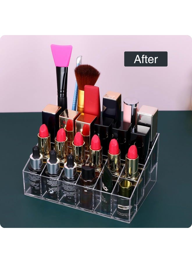 MOSIKER Lipstick Organizer,Small Clear Plastic Compact Lip Gloss Chapstick Perfume Sample Mascara Holder with 24 Slots - Image 4