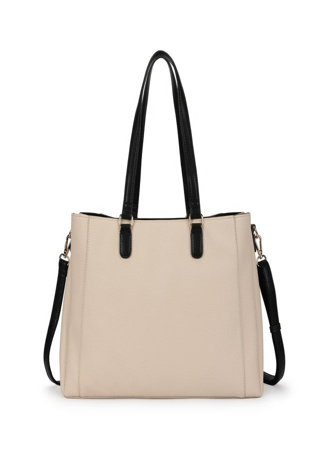 fastrack Metro Carry Laptop Tote | Faux-Leather Women's Handbag | white with black Details | 14" Laptop Compatible | Dual Carry Options | Pebbled Texture - Image 5