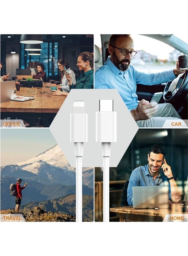USB C to Lightning Cable 1M - Fast Charging Power Delivery (PD) compatible with 12, 11, XR, XS, X, 8, 7, 6, 5, SE, iPad - White - Image 5