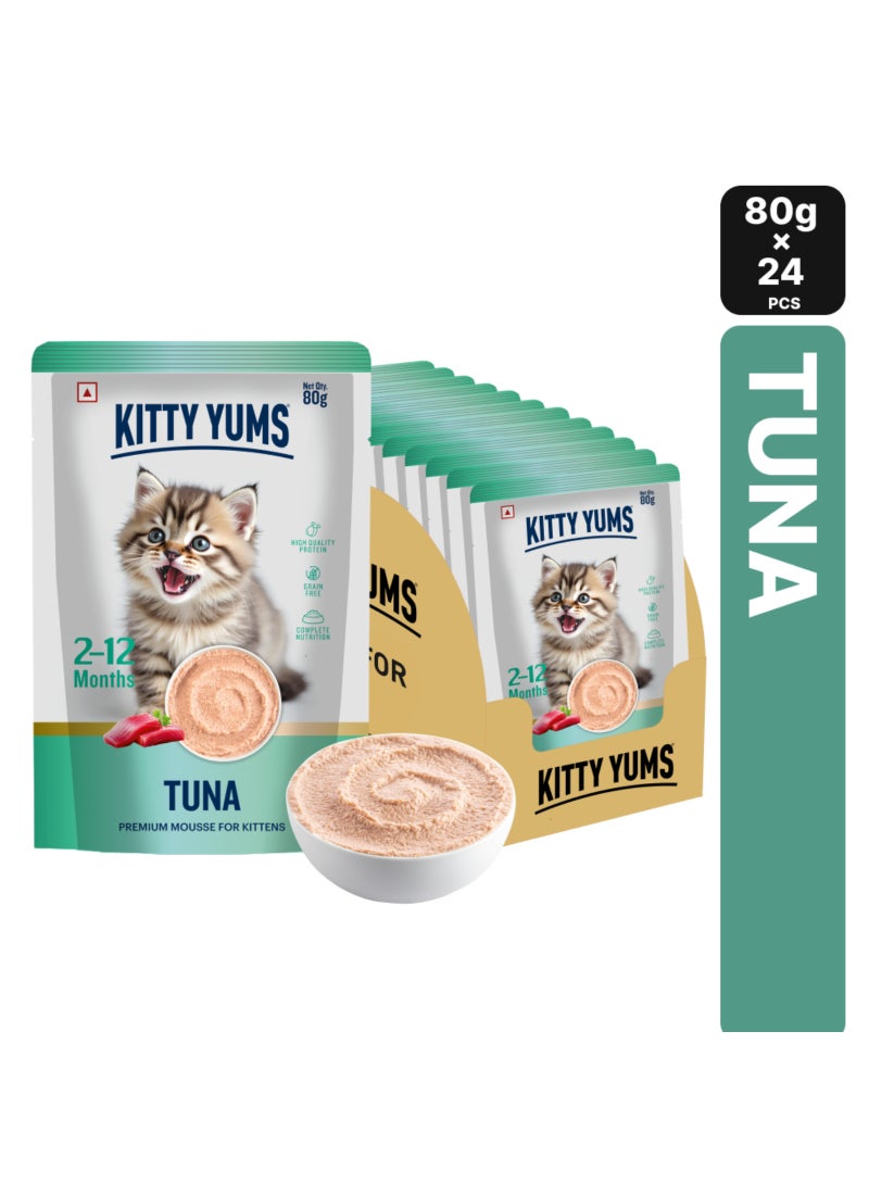 Kitty Yums Tuna Mousse Kitten 80gm – Pack of 24 - Image 1