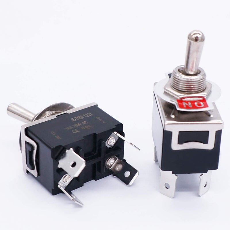 TWTADE 3 Pcs Latching Toggle Rocker Switches 4 Pin 2 Position ON/Off DPST Heavy Duty 16A 250VAC Spade Terminal Metal Boat Switch with Waterproof Boot Cap + 6.3mm Terminal Wires TEN-1221MZX-B201 - Image 3