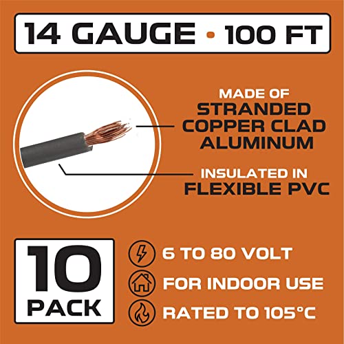 Iron Forge Cable 1000 ft 14 Gauge Primary Automotive Wire - 10 Roll Assortment Pack - 100 Ft of Copper Clad Aluminum Wire per Roll - for Home or Automotive - Image 3