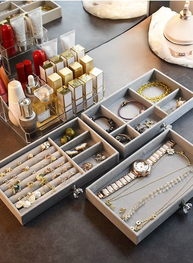 Ladies' multi-functional jewelry storage box and organizer, earrings,  rings, necklaces, bracelets and jewelry tray storage box  - Image 1